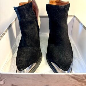 Jeffrey Campbell Black Ankle Boots with Silver Toes
